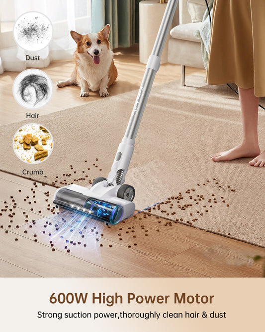 FABULETTA 23Ft Corded Stick Vacuum, 600W Power Stick Vacuum Corded with Telescopic Alloy Tube, 6 in 1 Ultra- Light Corded Vacuum Cleaner Converts to a Hand Vacuum, Great for Pet Hair & Hard Floor