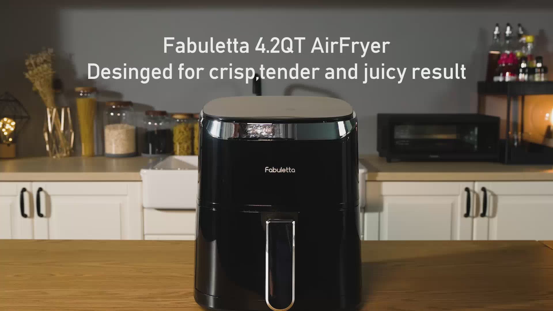 Air Fryer 4.2 Qt, Fabuletta Powerful 1550W Air Fryer Oilless Cooker With 9  Preset Cookings, Shake Reminder, 450°F Hot Air Fry Oven,Tempered Glass