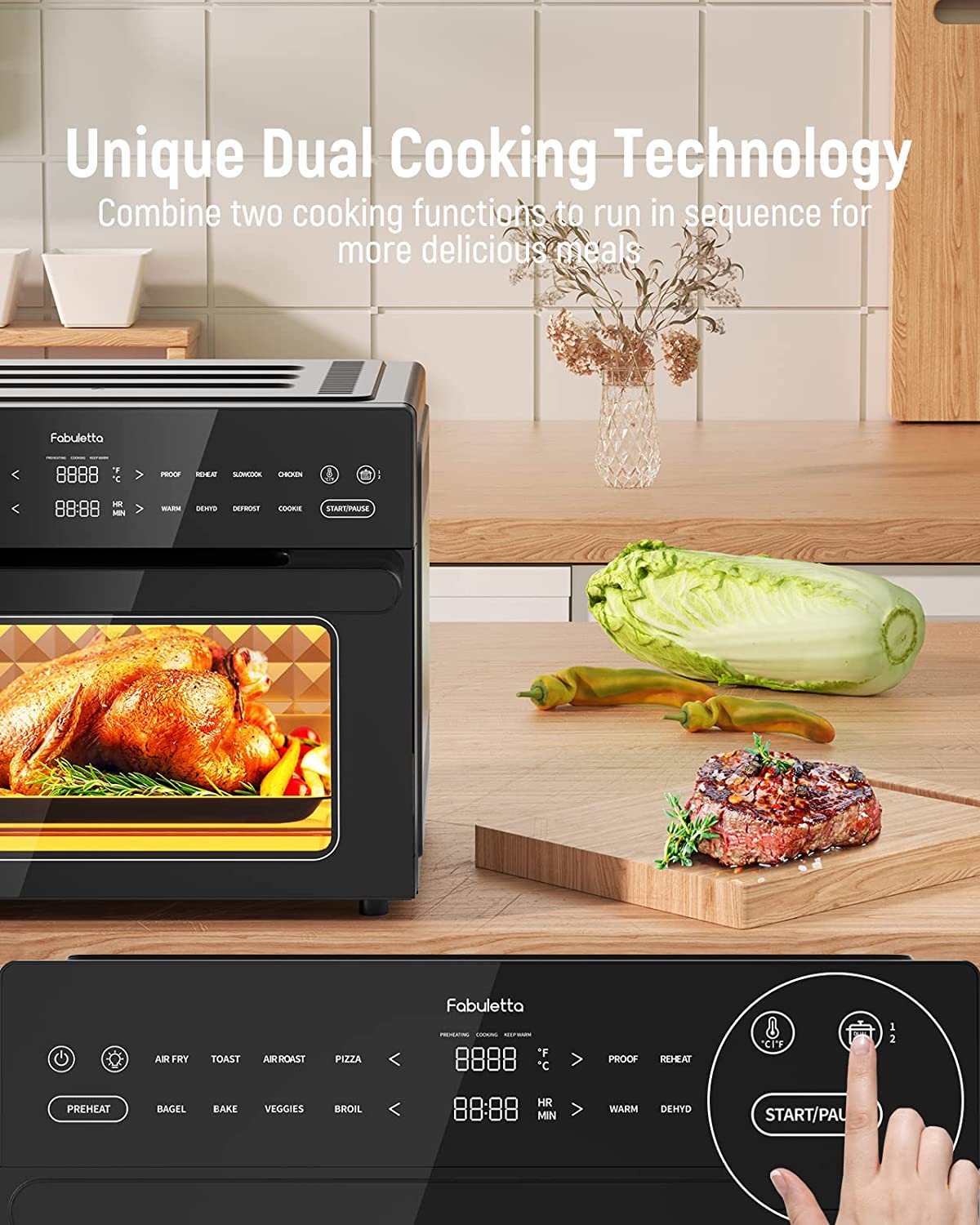 Air Fryer Toaster Oven, Smart 32QT Large Stainless Steel Convection Oven,Black  .